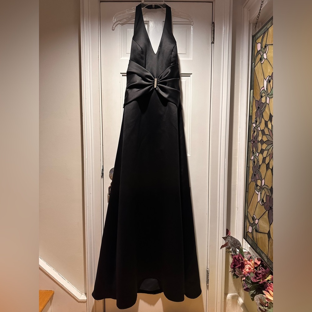 Jordan Faux Satin Halter Neck Gown
